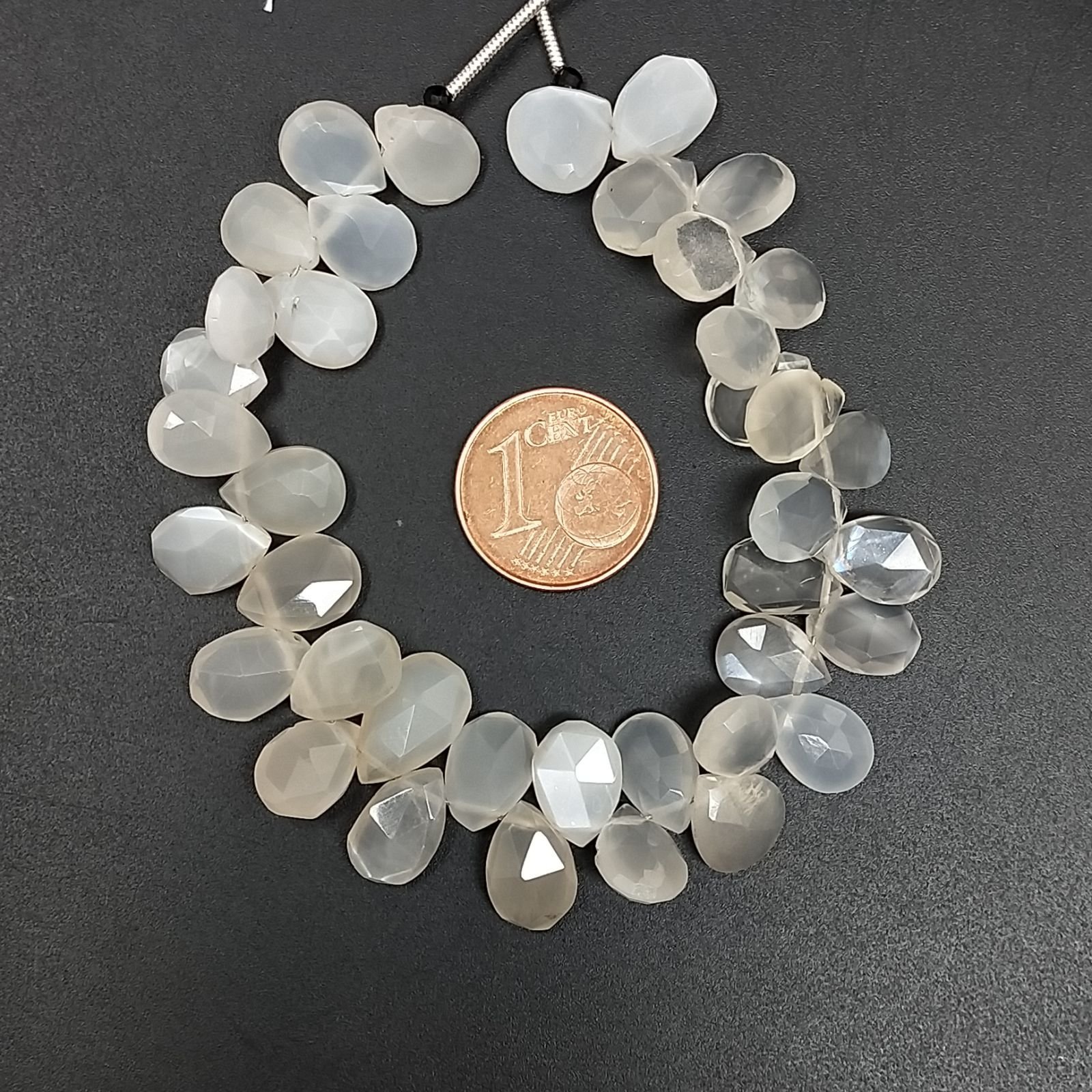 Pietre di Luna Bianca Naturale in Perline Forma Goccia Piatto Sfaccettato a Mano Foro Laterale 6X8mm