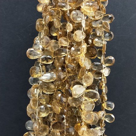 Quarzo Birra Naturale in Perline Forma Goccia Piatto Sfaccettato a Mano Foro Laterale