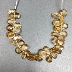 Quarzo Birra Naturale in Perline Forma Goccia Piatto Sfaccettato a Mano Foro Laterale