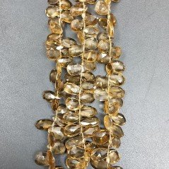 Quarzo Birra Naturale in Perline Forma Goccia Piatto Sfaccettato a Mano Foro Laterale