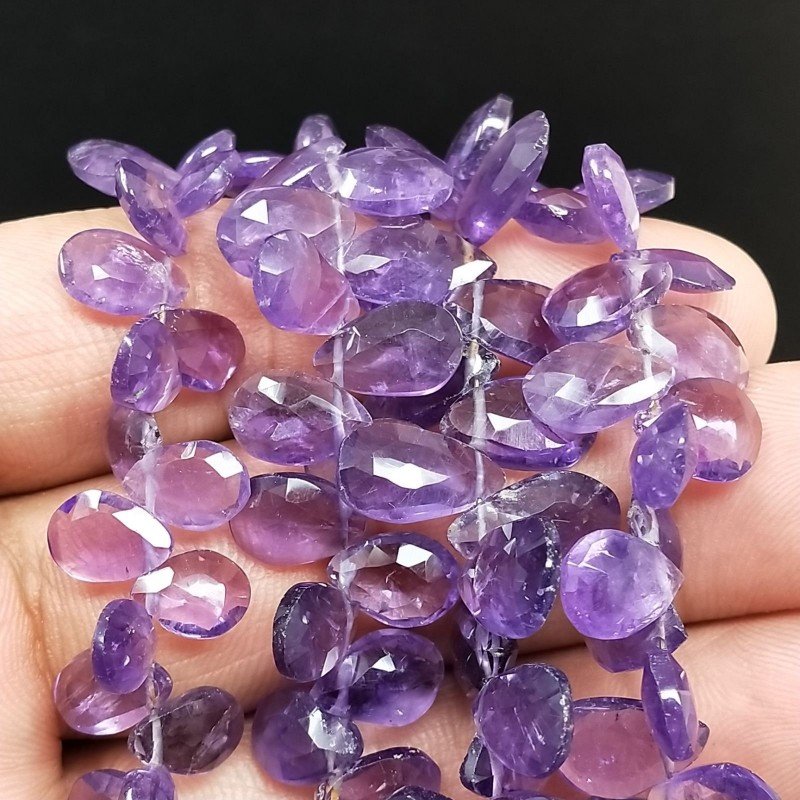 Ametista Naturale in Perline Forma Goccia Piatto Sfaccettato a Mano Foro Laterale Ametista Naturale in Perline Forma Goccia Piatto Sfaccettato a Mano Foro Laterale