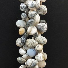 Opale Dendritico Naturale in Perline Forma Goccia Piatto Sfaccettato a Mano Foro Laterale