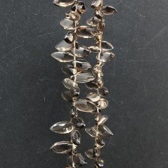 Quarzo Fume Naturale Perline Forma Foglia Liscio a Mano Piatto Foro Laterale a Gradazione 5-6X10-20mm