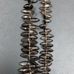 Quarzo Fume Naturale Perline Forma Foglia Liscio a Mano Piatto Foro Laterale a Gradazione 5-6X10-20mm