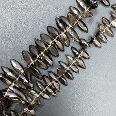 Quarzo Fume Naturale Perline Forma Foglia Liscio a Mano Piatto Foro Laterale a Gradazione 5-6X10-20mm