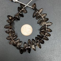 Quarzo Fume Naturale Perline Forma Foglia Liscio a Mano Piatto Foro Laterale a Gradazione 5-6X10-20mm