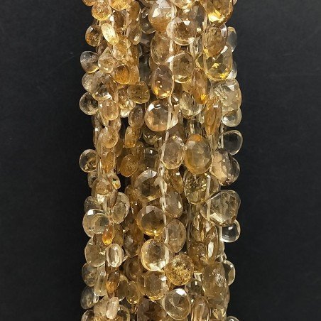 Quarzo Birra Naturale Perline Forma Cuore Piatto Sfaccettato a Mano Foro Laterale 06mm-10mm