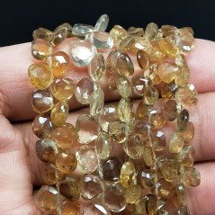 Quarzo Birra Naturale Perline Forma Cuore Piatto Sfaccettato a Mano Foro Laterale 06mm-10mm