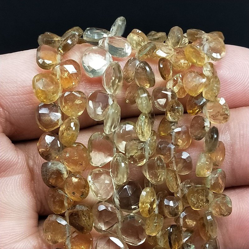 Quarzo Birra Naturale Perline Forma Cuore Piatto Sfaccettato a Mano Foro Laterale 06mm-10mm