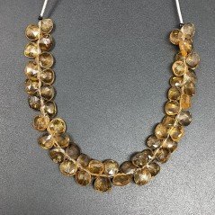 Quarzo Birra Naturale Perline Forma Cuore Piatto Sfaccettato a Mano Foro Laterale 06mm-10mm