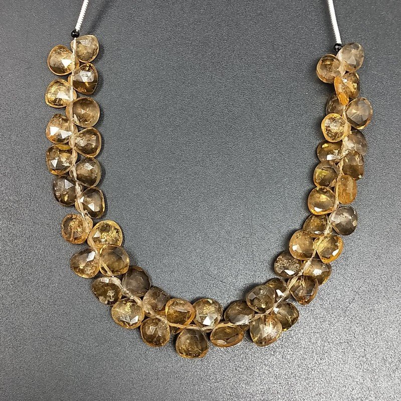 Quarzo Birra Naturale Perline Forma Cuore Piatto Sfaccettato a Mano Foro Laterale 06mm-10mm