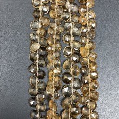 Quarzo Birra Naturale Perline Forma Cuore Piatto Sfaccettato a Mano Foro Laterale 06mm-10mm