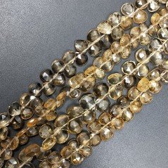 Quarzo Birra Naturale Perline Forma Cuore Piatto Sfaccettato a Mano Foro Laterale 06mm-10mm