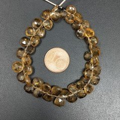 Quarzo Birra Naturale Perline Forma Cuore Piatto Sfaccettato a Mano Foro Laterale 06mm-10mm