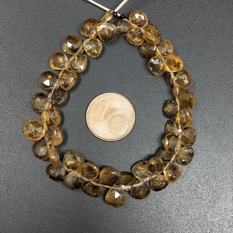 Quarzo Birra Naturale Perline Forma Cuore Piatto Sfaccettato a Mano Foro Laterale 06mm-10mm