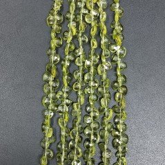 Peridoto Naturale Perline Forma Cuore Piatto Sfaccettato a Mano Foro Laterale