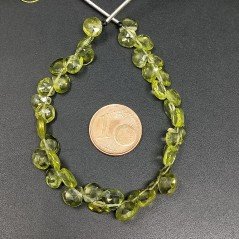 Peridoto Naturale Perline Forma Cuore Piatto Sfaccettato a Mano Foro Laterale