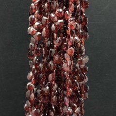 Granato Rosso Naturale Perline Forma Cuore Piatto Sfaccettato a Mano Foro Laterale