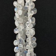 Labradorite Bianca Naturale Perline Forma Cuore Piatto Sfaccettato a Mano Foro Laterale
