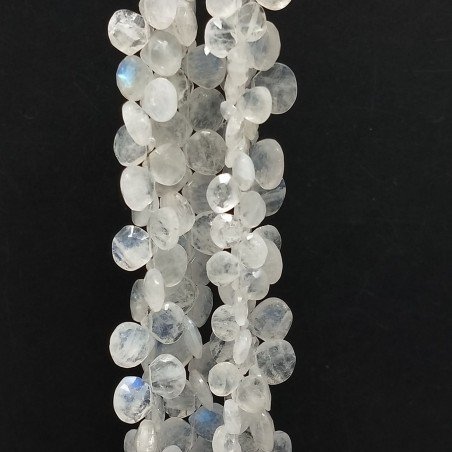Labradorite Bianca Naturale Perline Forma Cuore Piatto Sfaccettato a Mano Foro Laterale
