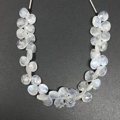 Labradorite Bianca Naturale Perline Forma Cuore Piatto Sfaccettato a Mano Foro Laterale