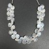 Labradorite Bianca Naturale Perline Forma Cuore Piatto Sfaccettato a Mano Foro Laterale