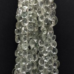 Ametista Verde (Prasiolite) Naturale Perline Forma Cuore Piatto Sfaccettato a Mano Foro Laterale