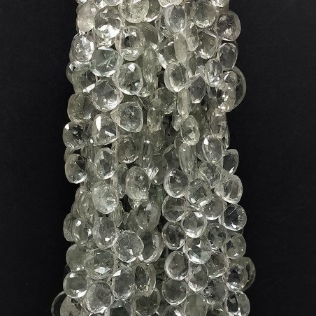 Ametista Verde (Prasiolite) Naturale Perline Forma Cuore Piatto Sfaccettato a Mano Foro Laterale