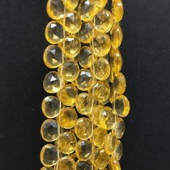 Quarzo Citrino Idrotermale Perline Forma Cuore Piatto Sfaccettato a Mano Foro Laterale 10mm
