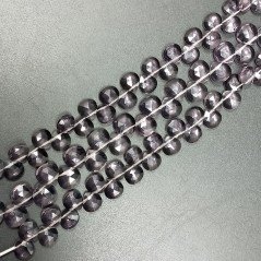 Ametista Idrotermale Perline Forma Cuore Piatto Sfaccettato a Mano Foro Laterale 06mm- 07mm