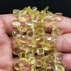 Quarzo Limone Naturale in Perline Forma Goccia Piatto Sfaccettato a Mano Foro Laterale 07-10X10-15mm