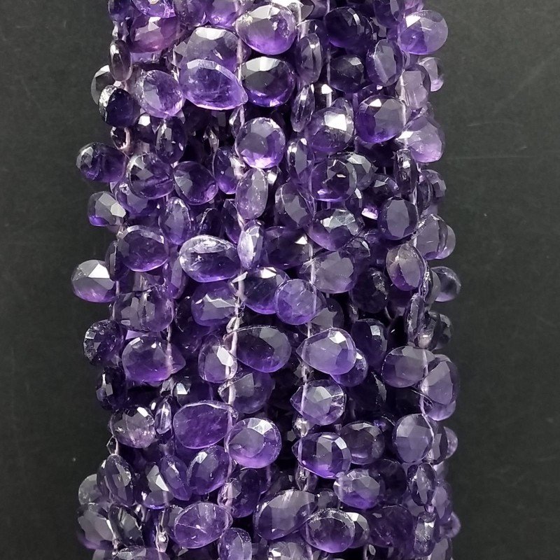 Ametista Africana Naturale in Perline Forma Goccia Piatto Sfaccettato a Mano Foro Laterale Ametista Africana Naturale in Perline Forma Goccia Piatto Sfaccettato a Mano Foro Laterale