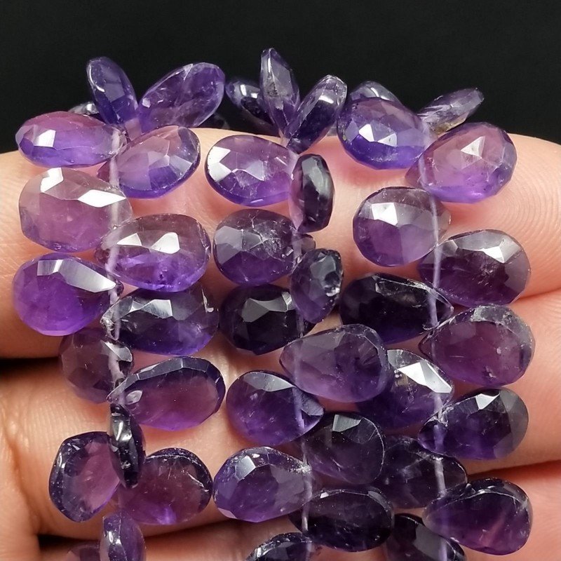 Ametista Africana Naturale in Perline Forma Goccia Piatto Sfaccettato a Mano Foro Laterale Ametista Africana Naturale in Perline Forma Goccia Piatto Sfaccettato a Mano Foro Laterale