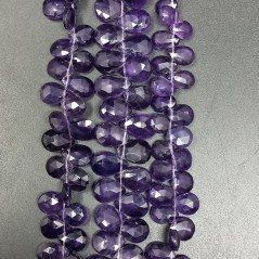 Ametista Africana Naturale in Perline Forma Goccia Piatto Sfaccettato a Mano Foro Laterale Ametista Africana Naturale in Perline Forma Goccia Piatto Sfaccettato a Mano Foro Laterale