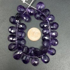 Ametista Africana Naturale in Perline Forma Goccia Piatto Sfaccettato a Mano Foro Laterale Ametista Africana Naturale in Perline Forma Goccia Piatto Sfaccettato a Mano Foro Laterale