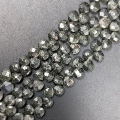 Quarzo Grigio Naturale Perline Forma Cuore Piatto Sfaccettato a Mano Foro Laterale 07mm-10mm