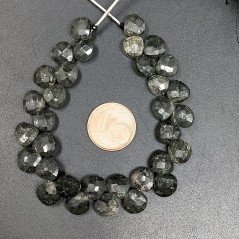 Quarzo Grigio Naturale Perline Forma Cuore Piatto Sfaccettato a Mano Foro Laterale 07mm-10mm