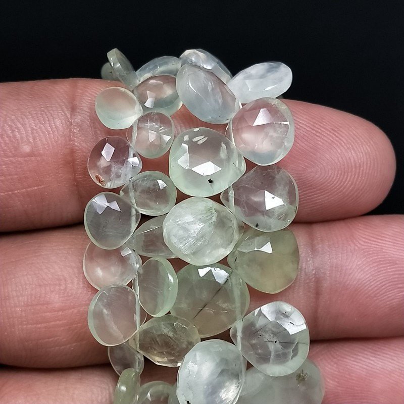 Prenite Naturale Perline Forma Cuore Piatto Sfaccettato a Mano Foro Laterale 07-12mm