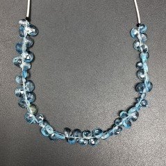 Topazio Azzurro Blu Svizzera Naturale Perline Forma Cuore Piatto Sfaccettato a Mano Foro Laterale