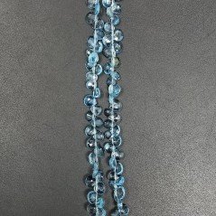 Topazio Azzurro Blu Svizzera Naturale Perline Forma Cuore Piatto Sfaccettato a Mano Foro Laterale