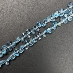 Topazio Azzurro Blu Svizzera Naturale Perline Forma Cuore Piatto Sfaccettato a Mano Foro Laterale