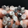 Quarzo Rutilato Tormalinato Naturale Perline Forma Cuore Piatto Sfaccettato a Mano Foro Laterale 08-10mm