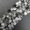 Quarzo Rutilato Tormalinato Naturale Perline Forma Cuore Piatto Sfaccettato a Mano Foro Laterale 08-10mm