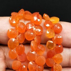 Corniola Naturale Perline Forma Cuore Piatto Sfaccettato a Mano Foro Laterale 06-10mm
