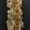 Quarzo Citrine Cognac Naturale in Perline Forma Goccia Piatto Sfaccettato a Mano Foro Laterale