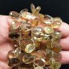 Quarzo Citrine Cognac Naturale in Perline Forma Goccia Piatto Sfaccettato a Mano Foro Laterale