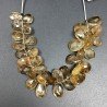 Quarzo Citrine Cognac Naturale in Perline Forma Goccia Piatto Sfaccettato a Mano Foro Laterale