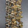 Quarzo Citrine Cognac Naturale in Perline Forma Goccia Piatto Sfaccettato a Mano Foro Laterale