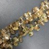 Quarzo Citrine Cognac Naturale in Perline Forma Goccia Piatto Sfaccettato a Mano Foro Laterale