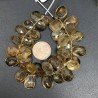 Quarzo Citrine Cognac Naturale in Perline Forma Goccia Piatto Sfaccettato a Mano Foro Laterale